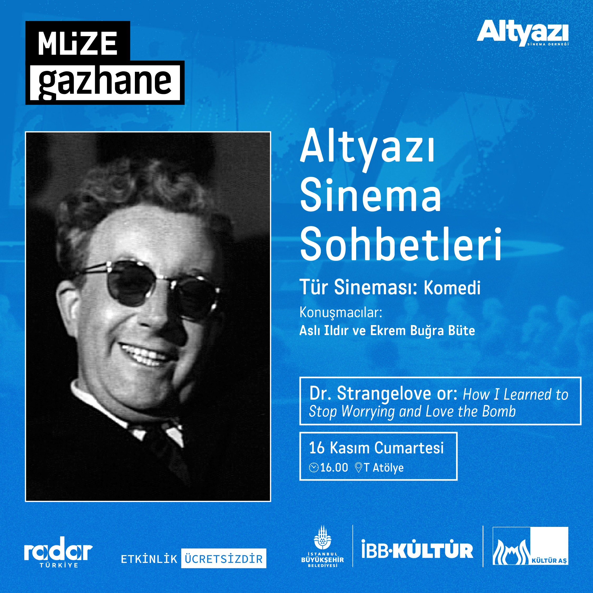 Altyazı ile Sinema Sohbetleri: Tür Sineması (Komedi) Aslı Ildır & Ekrem Buğra Büte – Dr. Strangelove